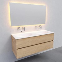 Badkamermeubel Solid Surface AQS Stockholm 120x46 cm Dubbel Wood Washed Oak (0 kraangaten)