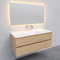 Badkamermeubel Solid Surface AQS Stockholm 120x46 cm Midden Wood Washed Oak (0 kraangaten)