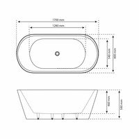 Ligbad Vrijstaand Boss & Wessing 170x80x58 cm Zwart Wit