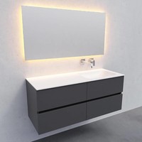 Badkamermeubel Solid Surface AQS Oslo 120x46 cm Rechts Mat Antraciet 4 Laden (0 kraangaten)