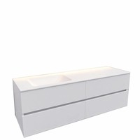 Badkamermeubel Solid Surface AQS Oslo 150x46 cm Links Mat Wit 4 Laden (0 kraangaten)