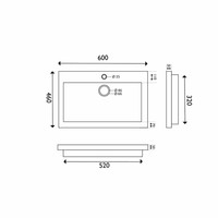 AQS Wastafel Hardsteen 60x46x5 cm 1 Kraangat Mat Zwart