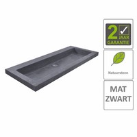 AQS Wastafel Hardsteen 100x46x5 cm 0 Kraangaten Mat Zwart