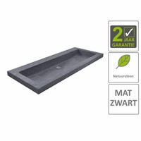 AQS Wastafel Hardsteen 100x46x5 cm 1 Kraangat Mat Zwart