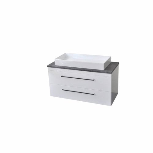 Onderkast Sanicare Q16 97,9x44,4 cm Twee Lades Grey-Wood 