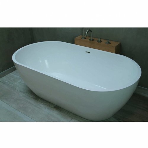 Vrijstaand Bad Luca Sanitair Vasca 160x80x54cm Mineral Stone Glans Wit 