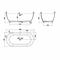 Vrijstaand Bad Luca Sanitair Vasca 160x80x54cm Solid Surface Mat Wit
