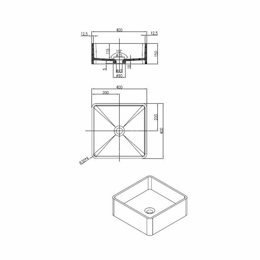 Opbouw Waskom Best Design Just Solid Surface Accia 40 cm Mat Wit