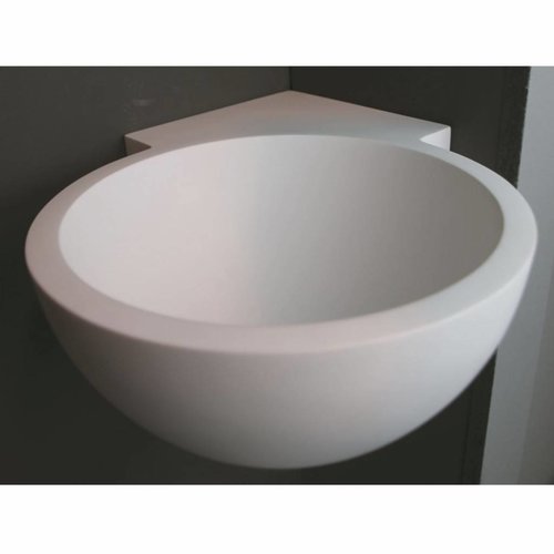 Hoekfontein Luca Sanitair Rond 28x28x12cm Solid Surface Mat Wit 