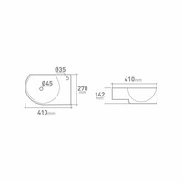 Fontein VM Go Flexy Rechts 41x27x14.2cm Porselein Glans Wit Met Overloop