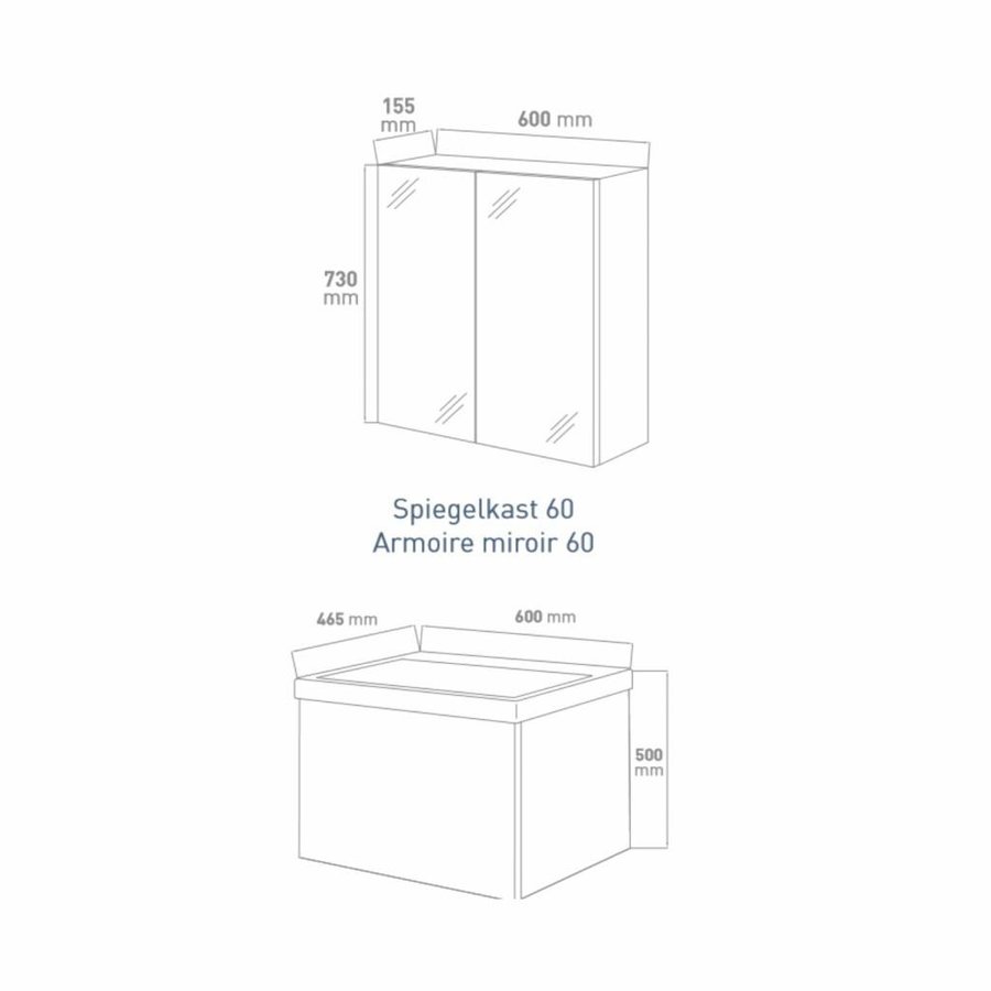 Badkamermeubelset Go By Van Marcke Joelle 60cm Compleet Met Spiegelkast Wit