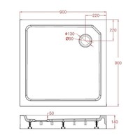 Douchebak Opbouw Best Design Project Vierkant 90x90x14 cm Hoogglans Wit