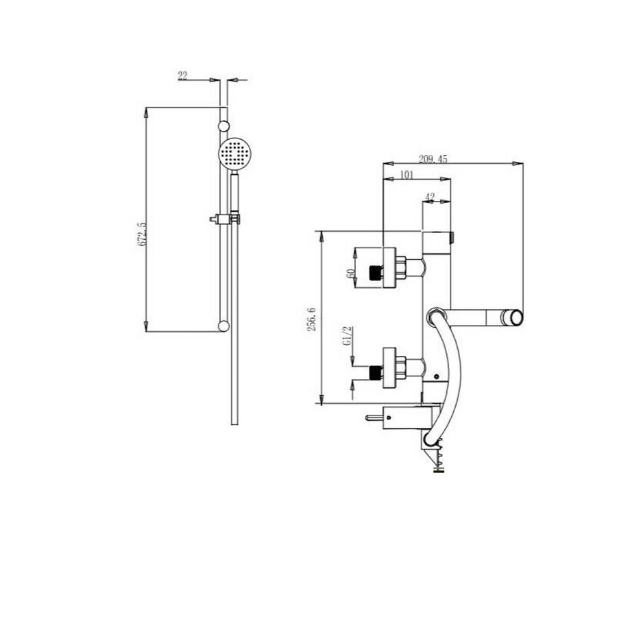 Glijstangset Sanilux 67 cm Met Handdouche