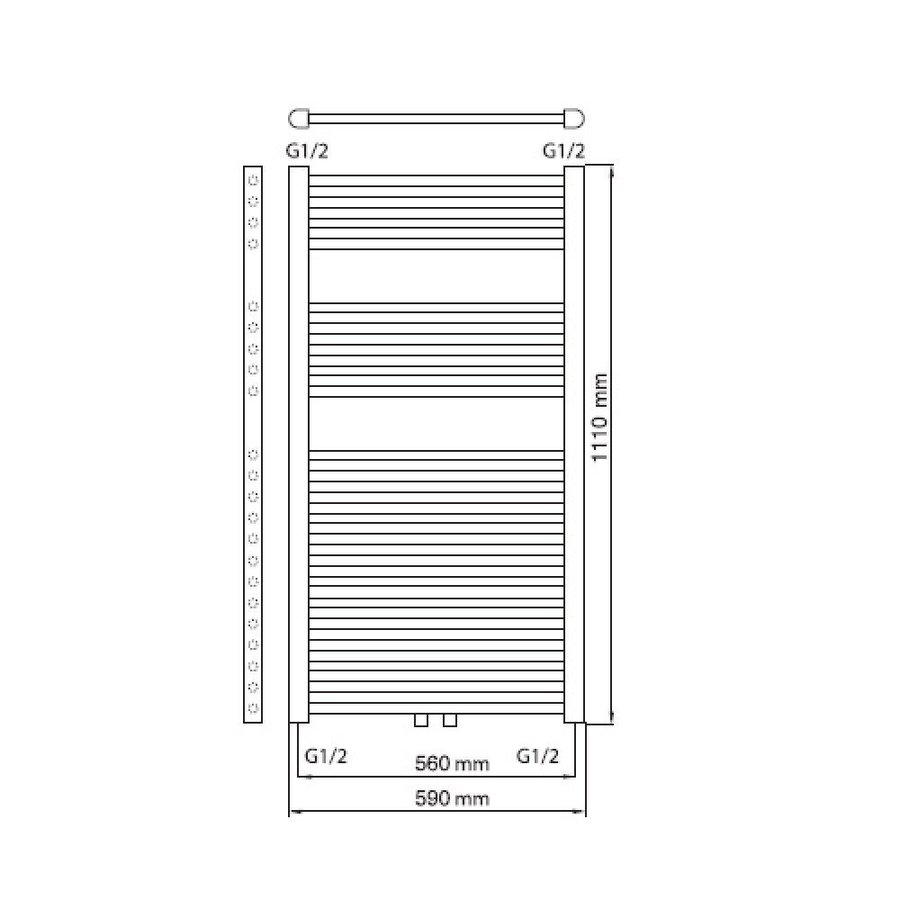 Designradiator Haceka Gobi Adoria 59x111 cm Wit 6-Punts Aansluiting (565 Watt)