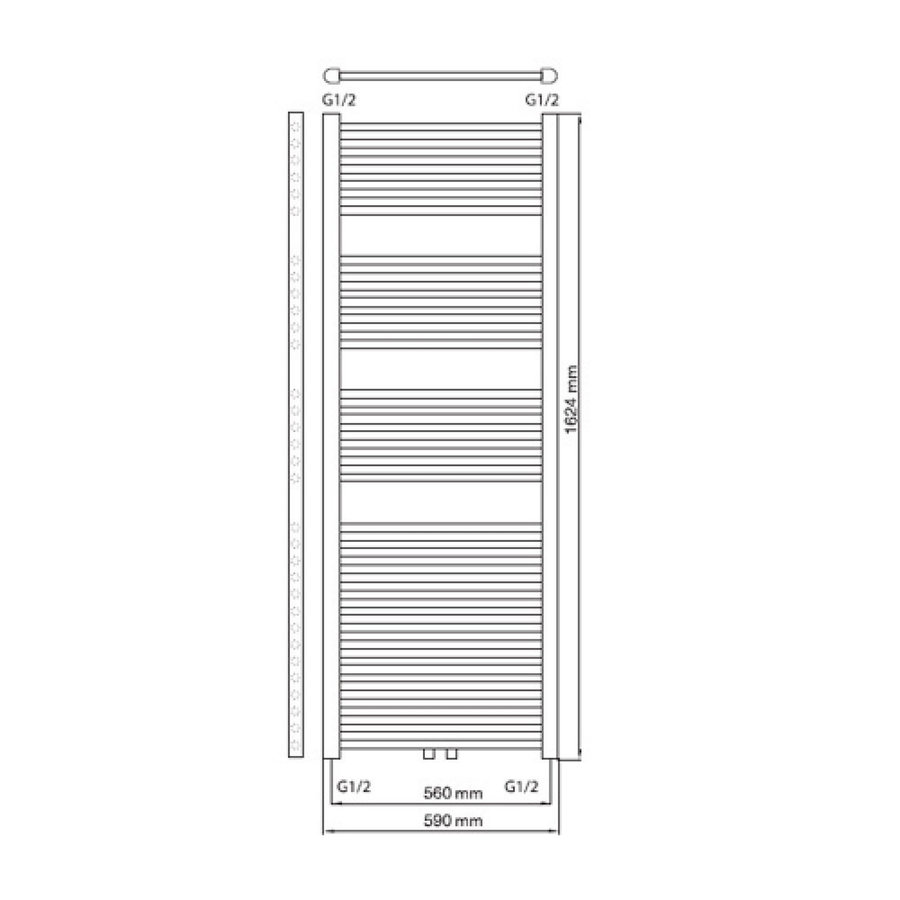 Designradiator Haceka Gobi Adoria 59x162,4 cm Chroom 6-Punts Aansluiting (580 Watt)