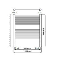 Designradiator Haceka Sinai Satijn Adoria 59x69 cm Grijs Onderaansluiting (367 Watt)