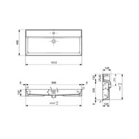 Wastafel AQS Cloud Zonder Kraangat 100x46,6 cm met Overloop Mat Zwart