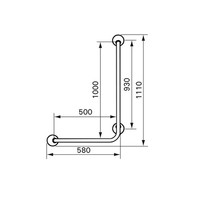 Hoekwandbeugel Handicare Linido Aangepast Sanitair 90° 100x50 cm Links Wit