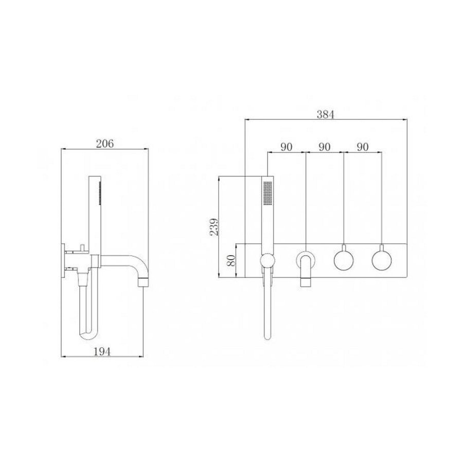 Badkraan Aqua Splash Exclusive Thermostaat Inbouw 2-knops Chroom