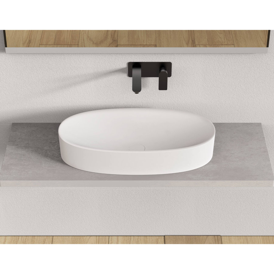 Wastafel Ideavit Colidcliff-70 Opbouw 70x35x12.5 cm Solid Surface Mat Wit