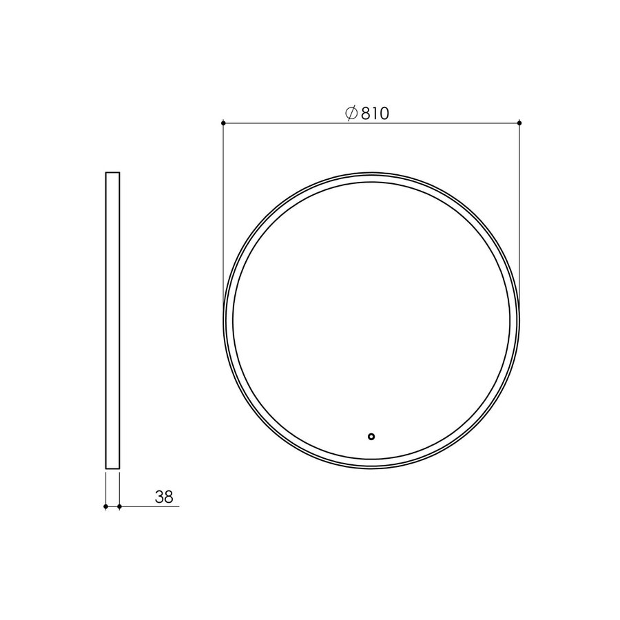 Badkamerspiegel Rond LED Verlichting Boss & Wessing Reflect 80 cm Mat Zwart