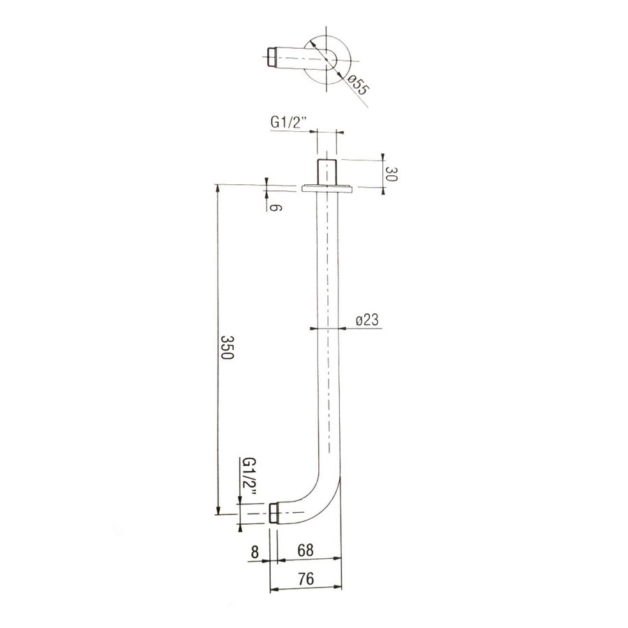 Wanddarm Mavesteel Radius 30 cm 304L Geborsteld RVS