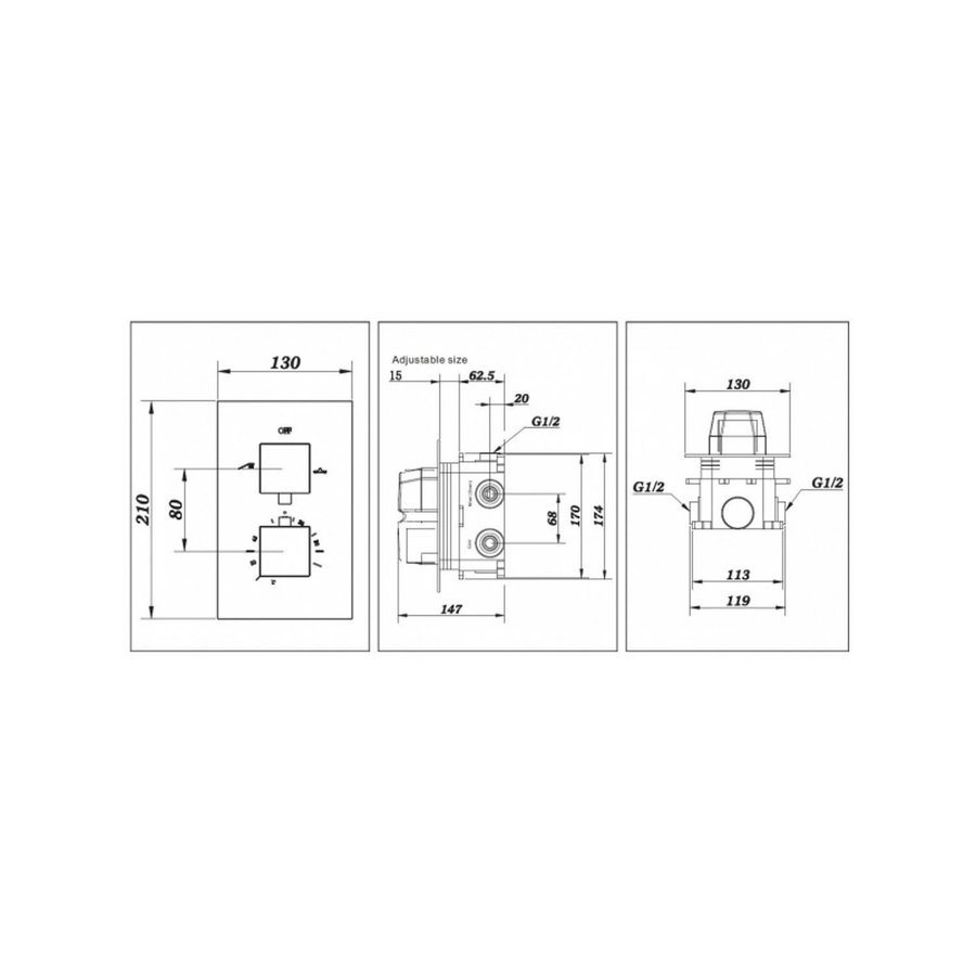 Douchekraan Inbouw Best Design Stylmo Thermostaatkraan 2-weg Mat Zwart (incl. inbouwdeel)