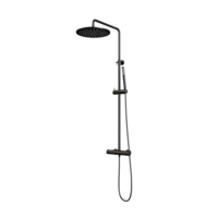 Regendouche Brauer Black Showerpipe met Thermostaat 30cm Mat Zwart