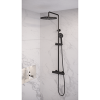 Regendouche Brauer Black Showerpipe met Thermostaat 30cm 3 Standen Mat Zwart