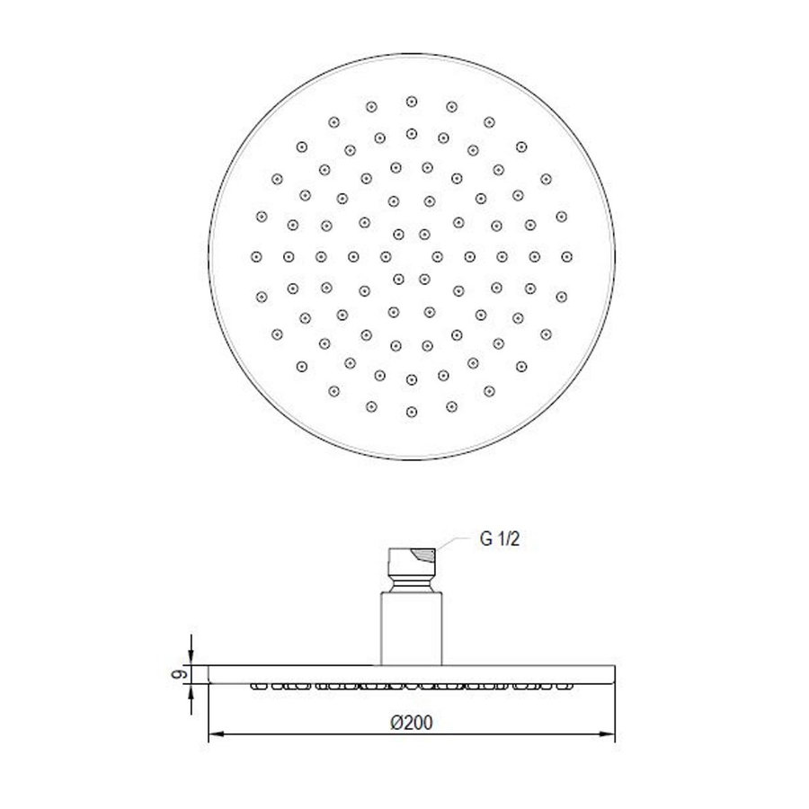 Hoofddouche Brauer Black Rond 20 cm Mat Zwart