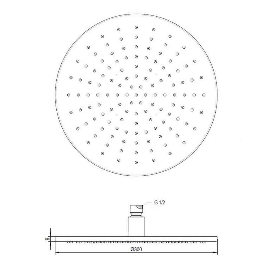 Hoofddouche Brauer Black Rond 30 cm Mat Zwart