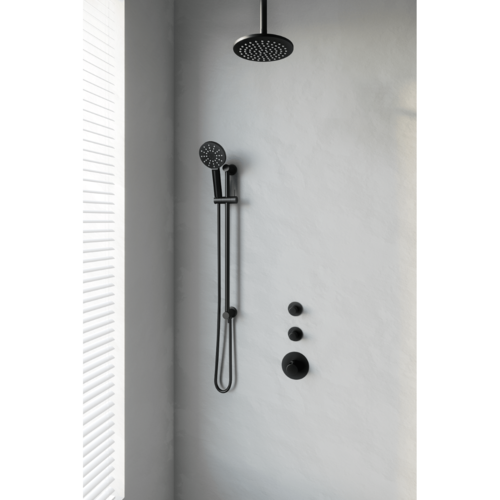 Thermostatisch Inbouwdoucheset Brauer Black 20cm Hoofddouche Plafondarm 3 Standen Handdouche op Glijstang Mat Zwart 