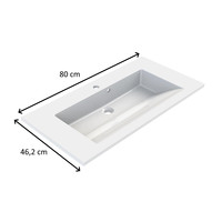 Wastafel Allibert Slide 80x46,2x2 cm met Kraangat Polybeton Glanzend Wit