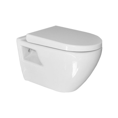 Wandcloset Sanicare Rondo met Soft-Close Toiletzitting Keramiek Quick Release 51x36 cm Wit 