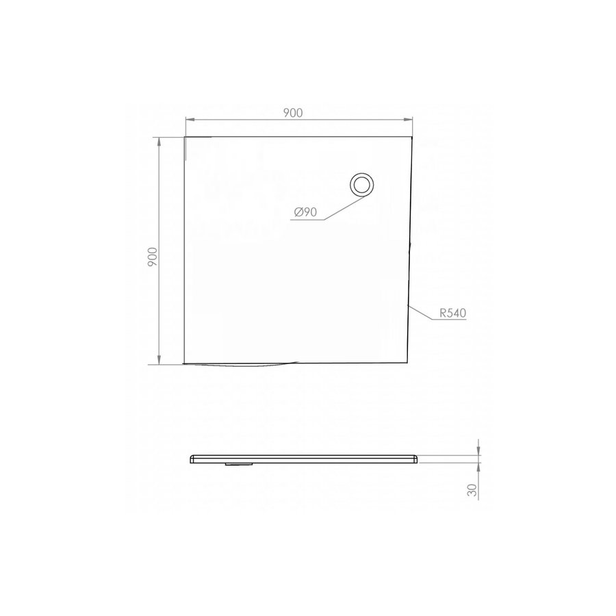 Douchebak Allibert Jacana Vierkant 90x90x3 cm Vierkant Bioplax Hoogglans Wit