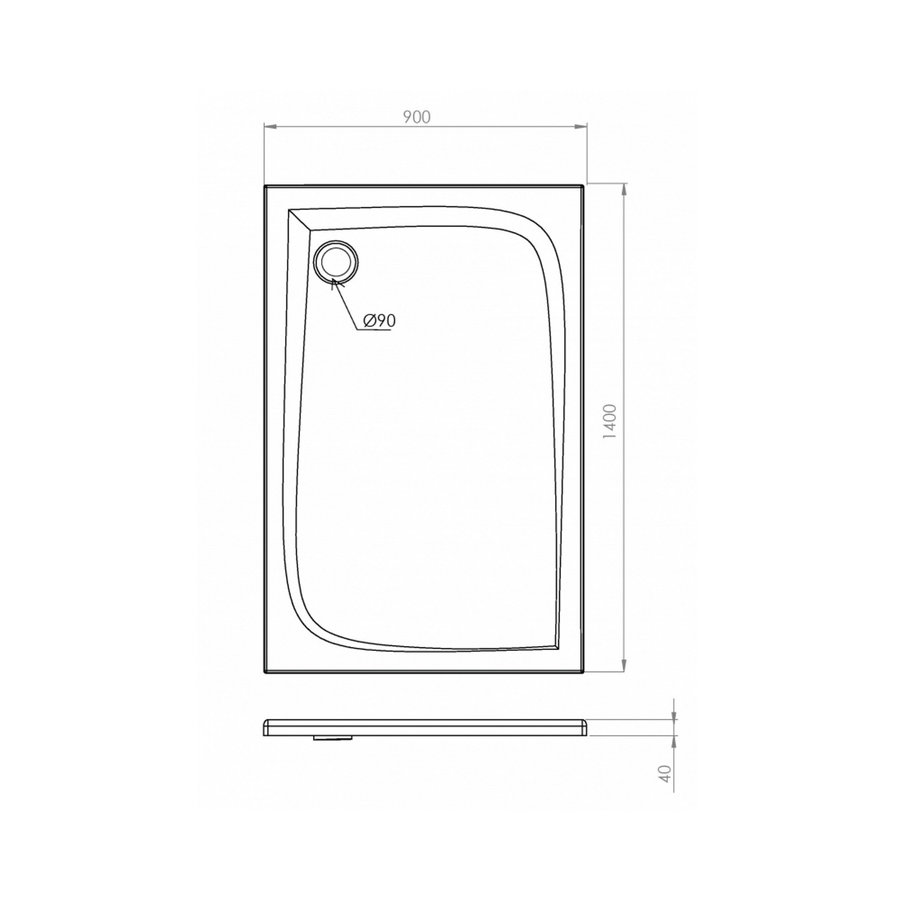 Douchebak Allibert Jacana Vierkant 140x90x4 cm Rechthoekig Bioplax Hoogglans Wit