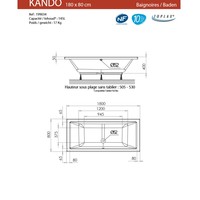 Ligbad Allibert Kando 180x80x50,5-53 cm