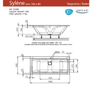 Ligbad Allibert Sylene DUO 180x80x54-55,5 cm