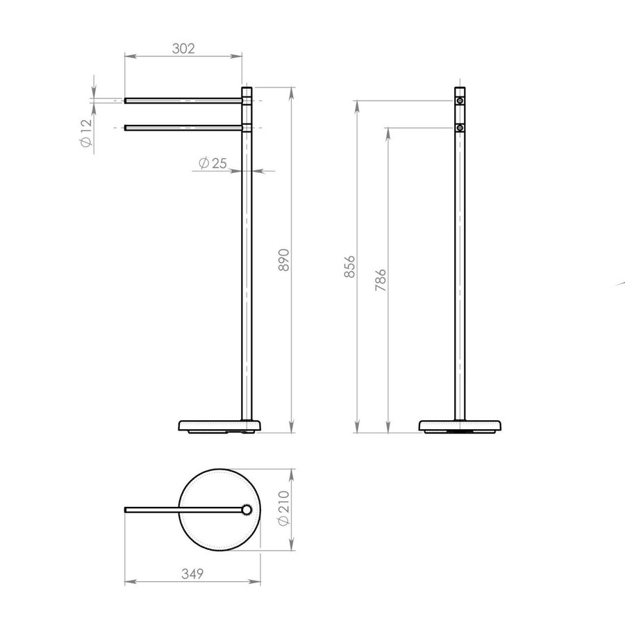 Handdoekhouder Sapho White Line Vrijstaand 89 cm Wit