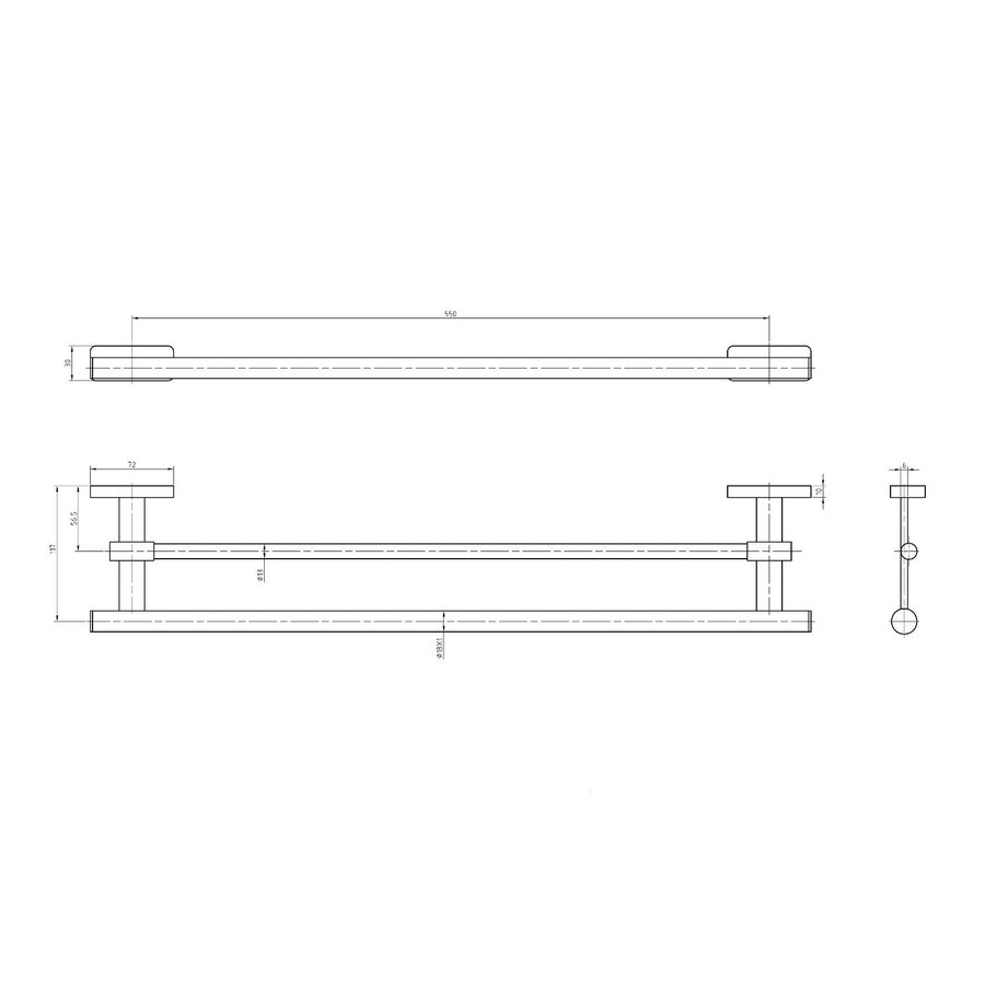 Dubbele Handdoekhouder Sapho OLYMP 55 cm Chroom