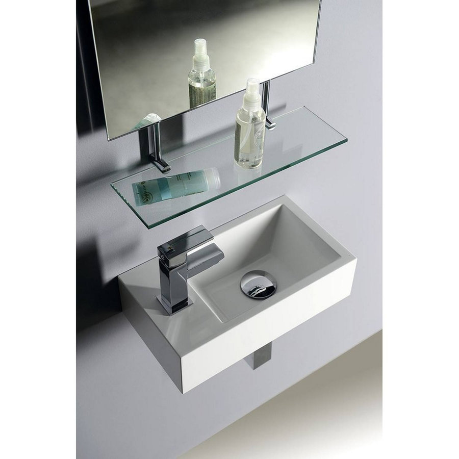 Fontein Sapho Amarok Rechthoekig 40x22 cm Links Marmer Wit