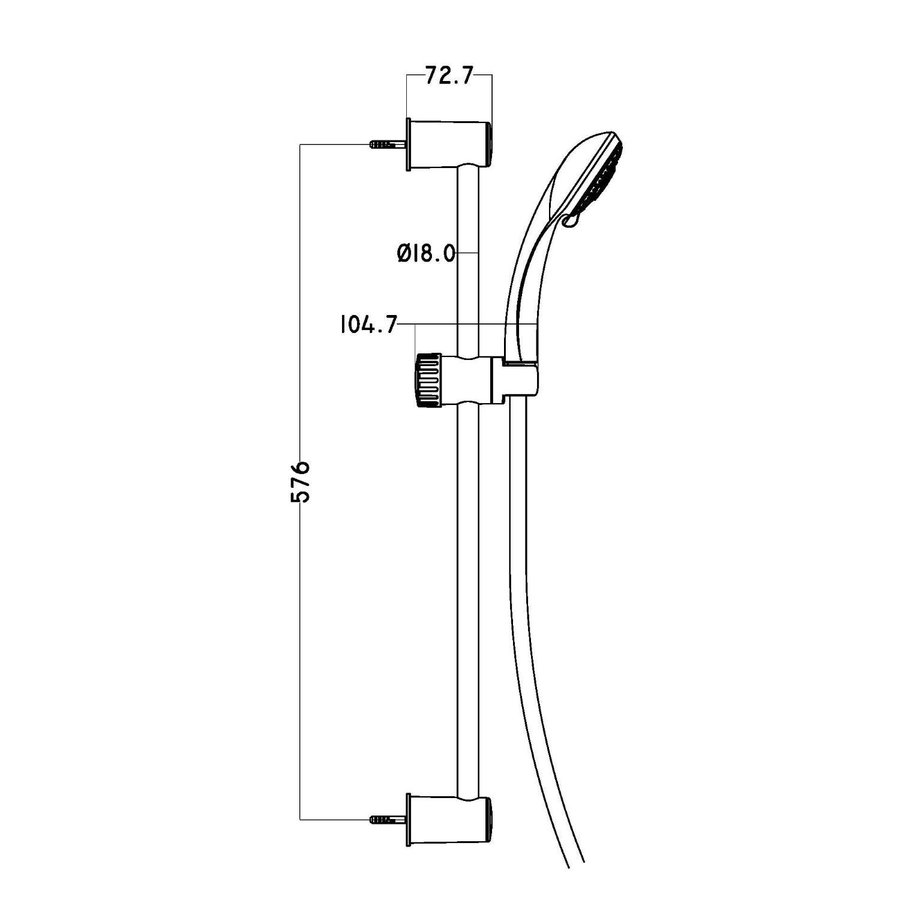 Doucheset Schutte Napoli 3 Functies 60cm Stang Chroom