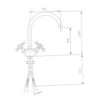 Wastafelmengkraan Sapho Antea 2-knop Gebogen Uitloop 27.5 cm Brons