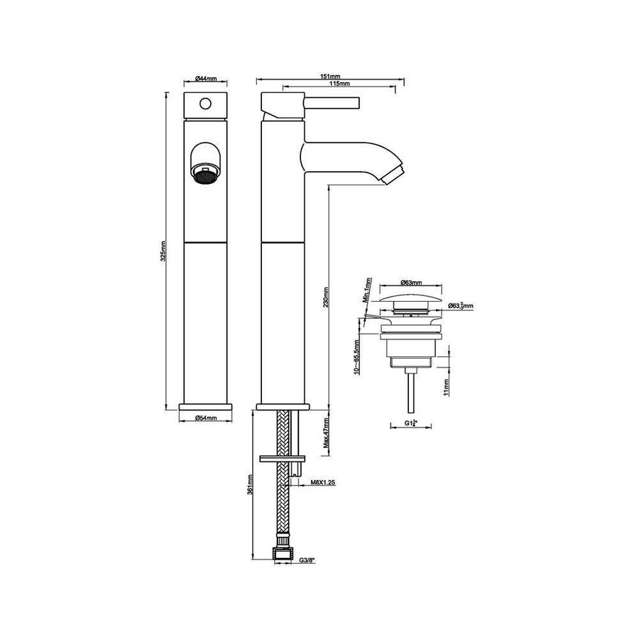 Wastafelmengkraan Abzu Hoog Rvs Look