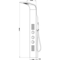 Rvs Douchekolom Bres + Thermostaatkraan 148X22Cm