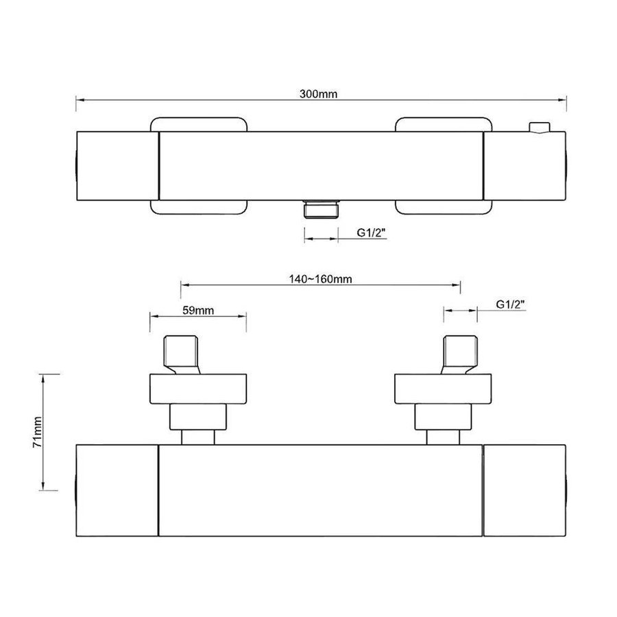 Ceres Square Thermostaat. Douchemengkraan Vierkant Chroom