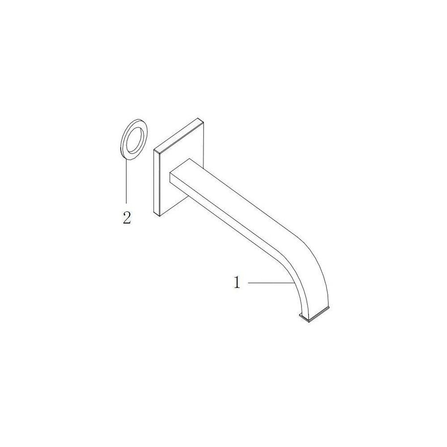 Inbouw-Baduitloop Vierkant 22 Cm 1/2" Chroom