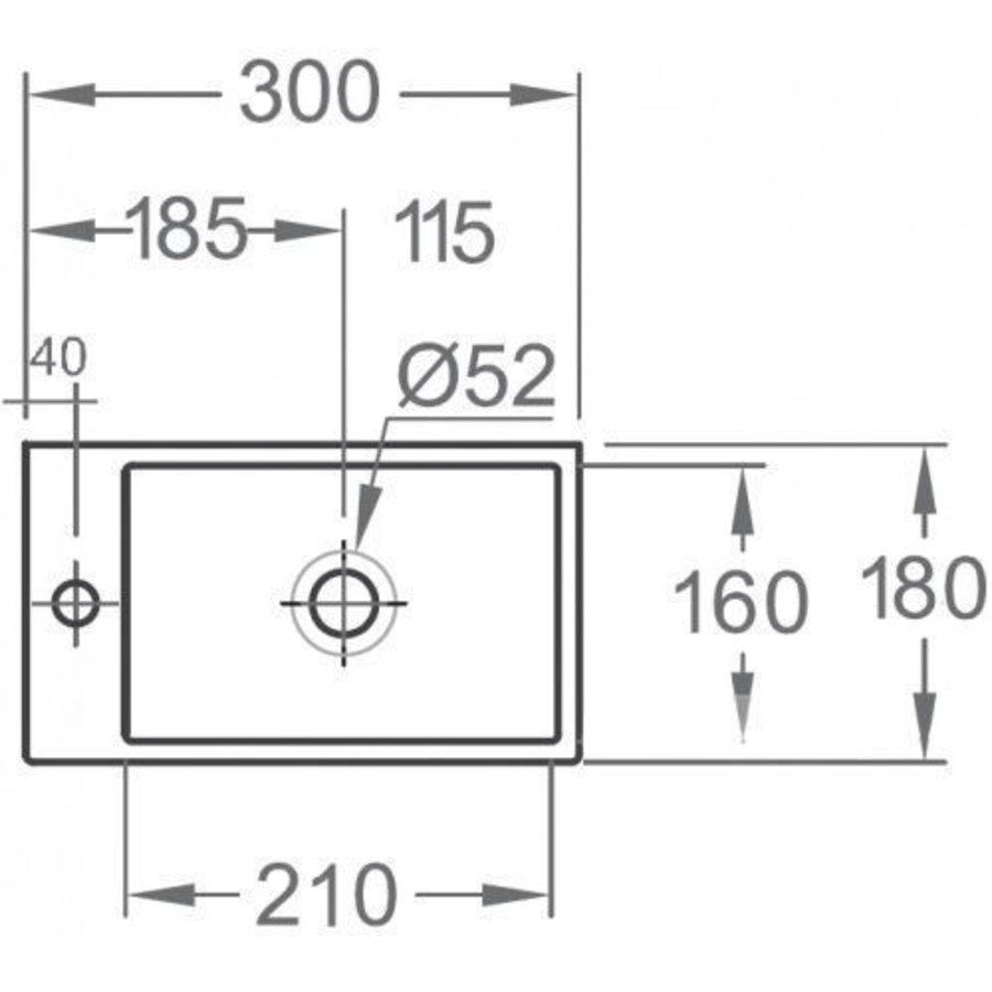 Fontein KeramischForsite Xxs Links 305X180X110 Wit