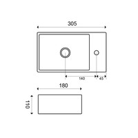 Fontein KeramischForsite Xxs Links 305X180X110 Wit