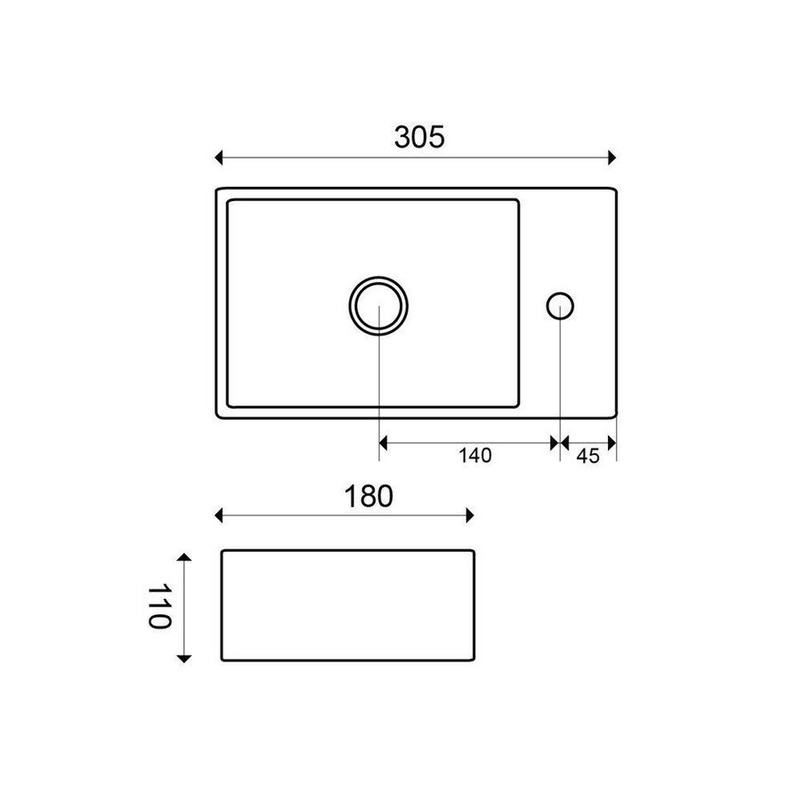 Fontein KeramischForsite Xxs Links 305X180X110 Wit